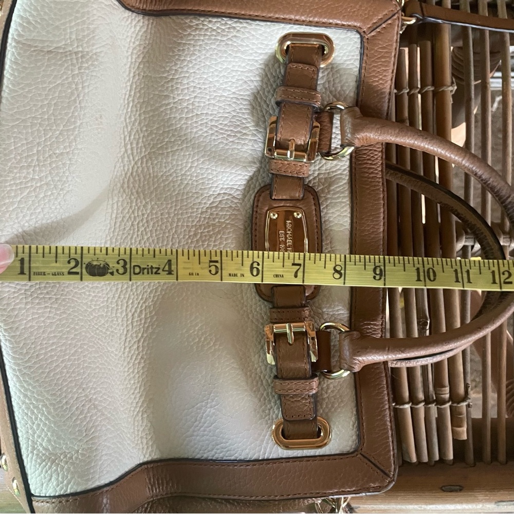 Michael Kors Cream & Tan Genuine Leather Satchel Crossbody - Picture 13 of 17